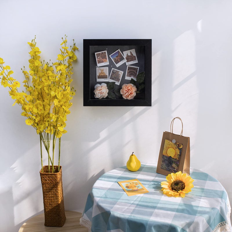 Frametory, 11x11 Shadow Box Frame - Front Opening - 2 inch Depth Display Box for Wall and Tabletop Display- Memory Box, 6 Pins Included (11x11, Black) - Image 3